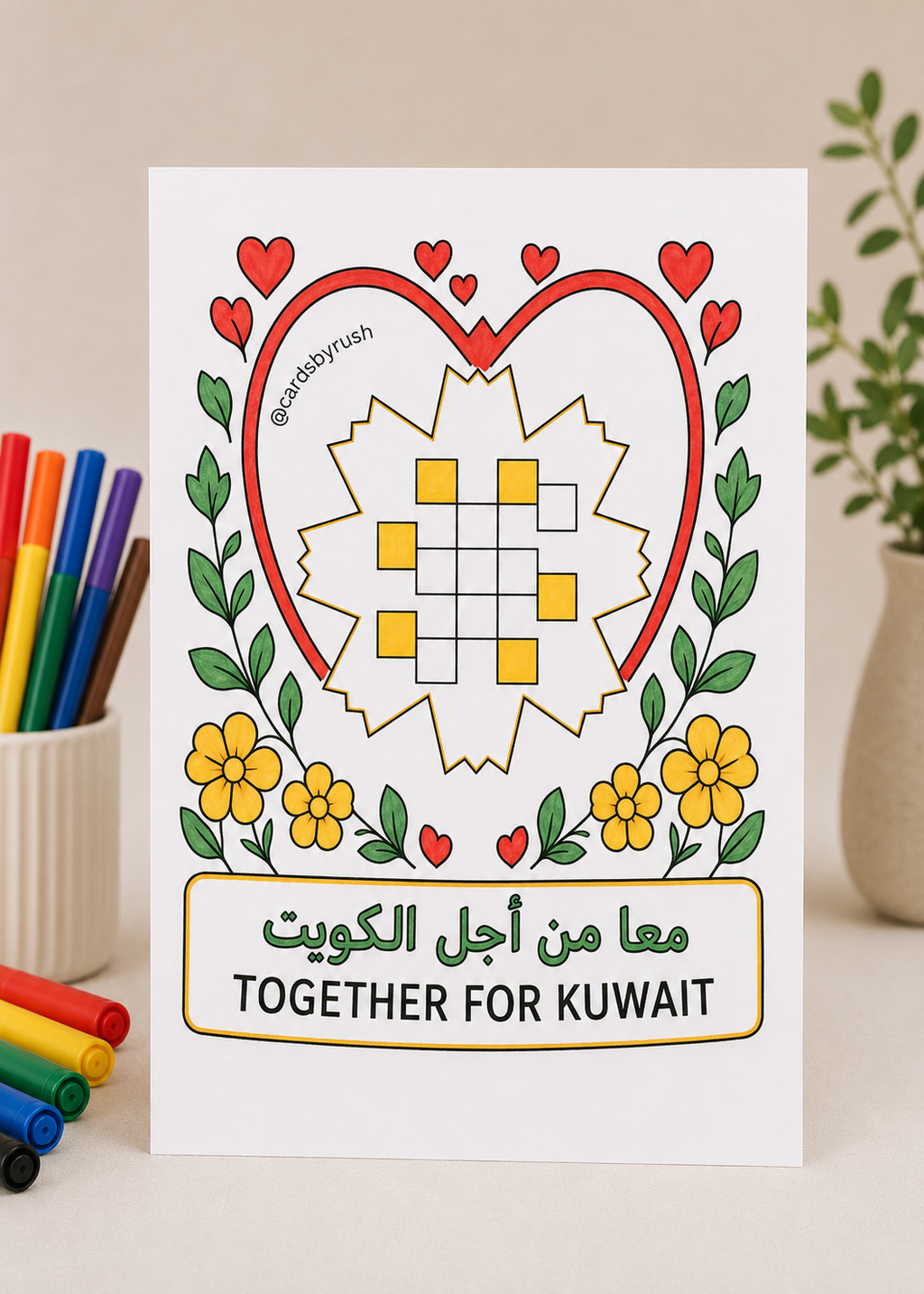 Al-Arfaj Flower Coloring Card Bundle – Free Digital Download باقة بطاقات تلوين زهرة العرفج – تحميل مجاني