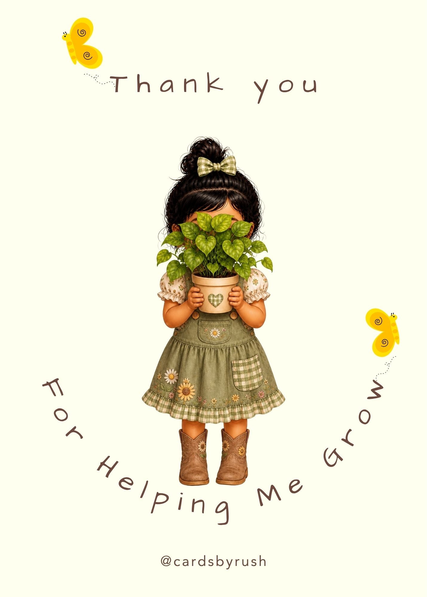 Thank You for Helping Me Grow | Printable Appreciation Card| 5x7 PDF| Instant Download